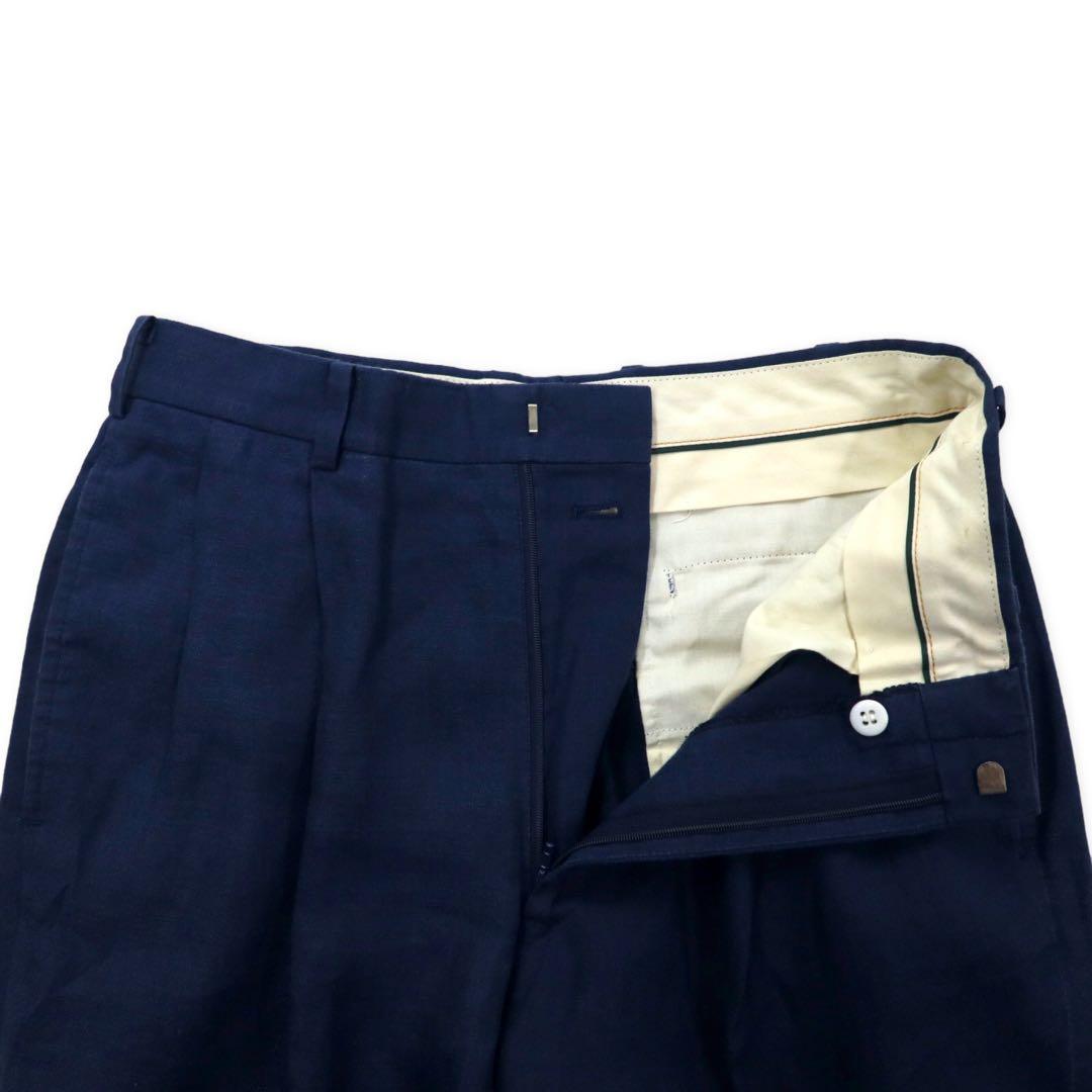 NEW YORKER Anni '80 Completo due pezzi Abito doppiopetto AB4 Blu navy Lino Fatto in Giappone