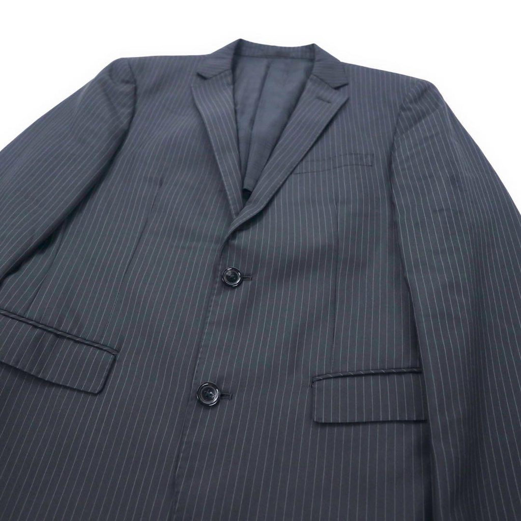 BURBERRY BLACK LABEL 2B テーラードジャケット M ブラック ストライプ ウール ポリエステル D1E22-101-09