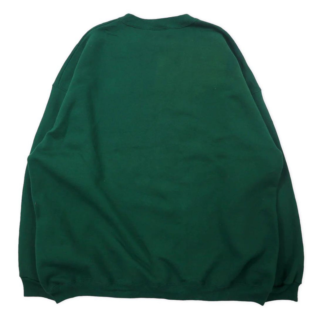Hanes Made in USA anni '90 HEAVYWEIGHT girocollo felpa XXL verde cotone felpato ricamo a punto singolo TDM TILING INC. Taglia grande
