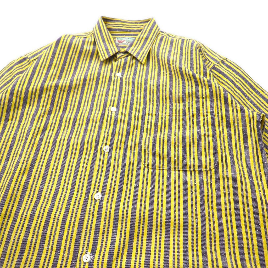 Raiding Road Camicia oversize a righe FREE Giallo Grigio Cotone Fatta in Giappone