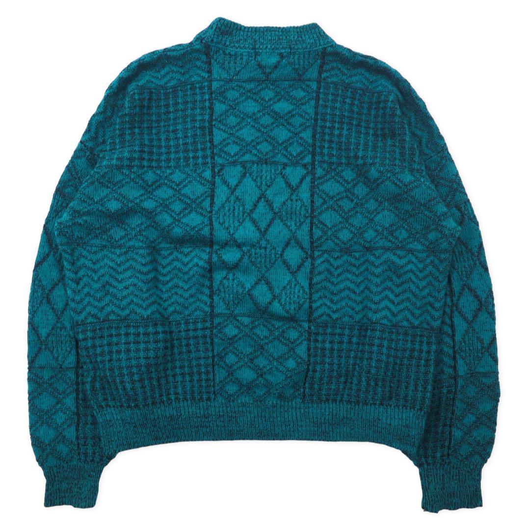 McGREGOR Anni '80 Collo a bottiglia Maglione a maglia grossa L Verde Acrilico Fantasia all-over Crazy pattern