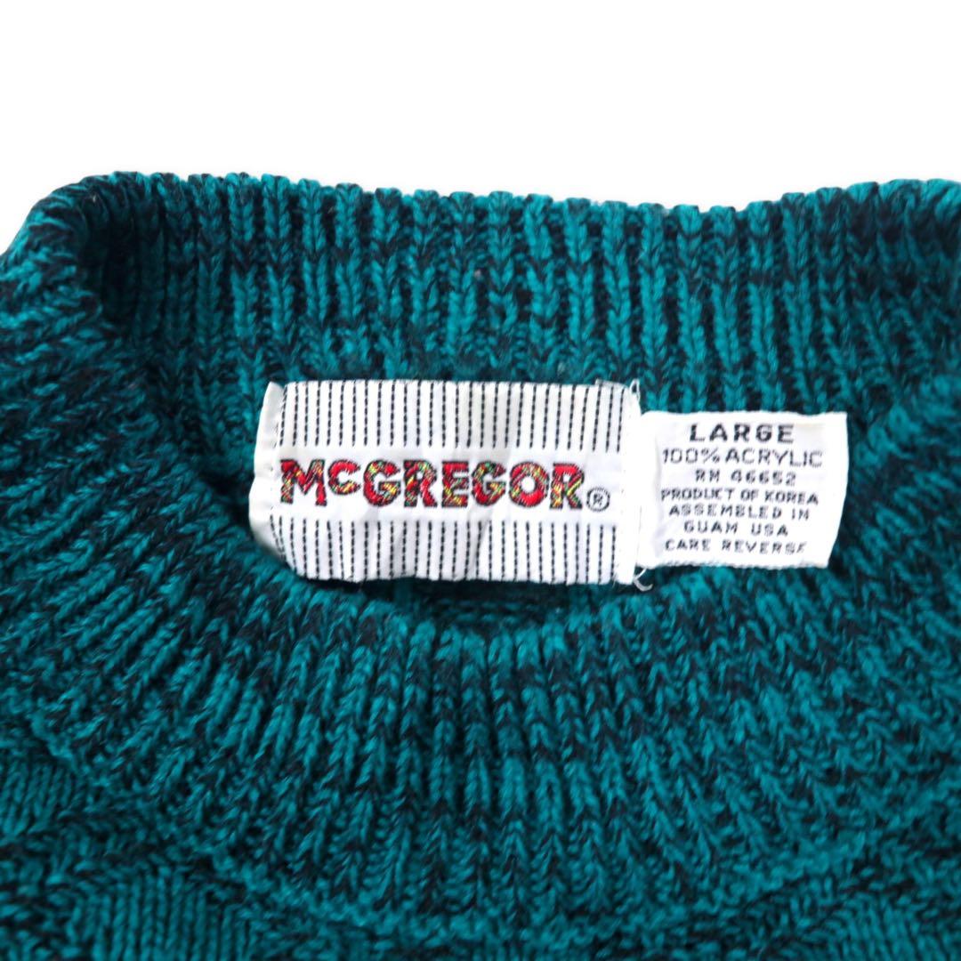 McGREGOR Anni '80 Collo a bottiglia Maglione a maglia grossa L Verde Acrilico Fantasia all-over Crazy pattern