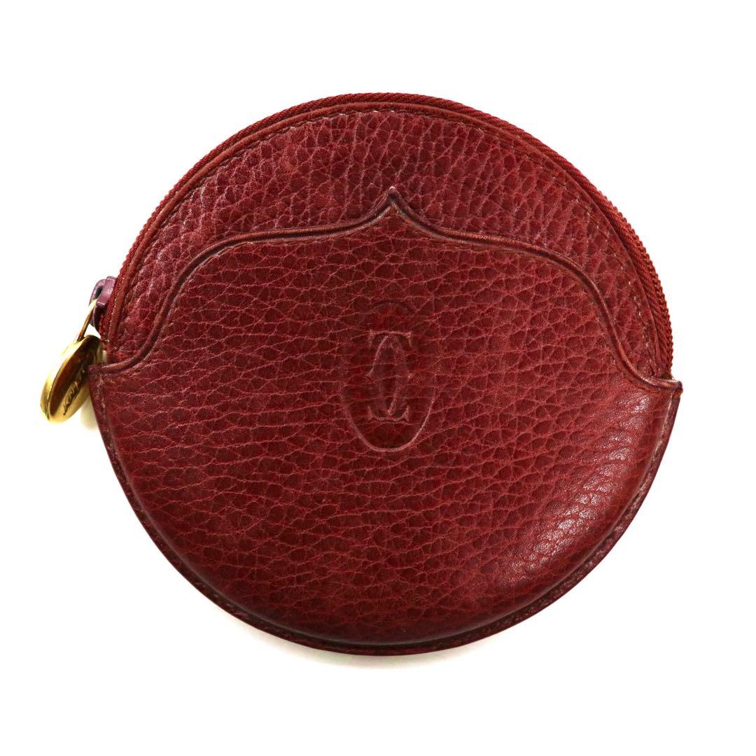 Cartier portamonete bordeaux in pelle con logo impresso, linea Must, pelle martellata, made in Spain