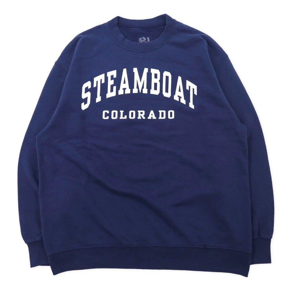 FRUIT OF THE LOOM Felpa girocollo stampa college L Blu navy Cotone STEAM BOAT COLORADO