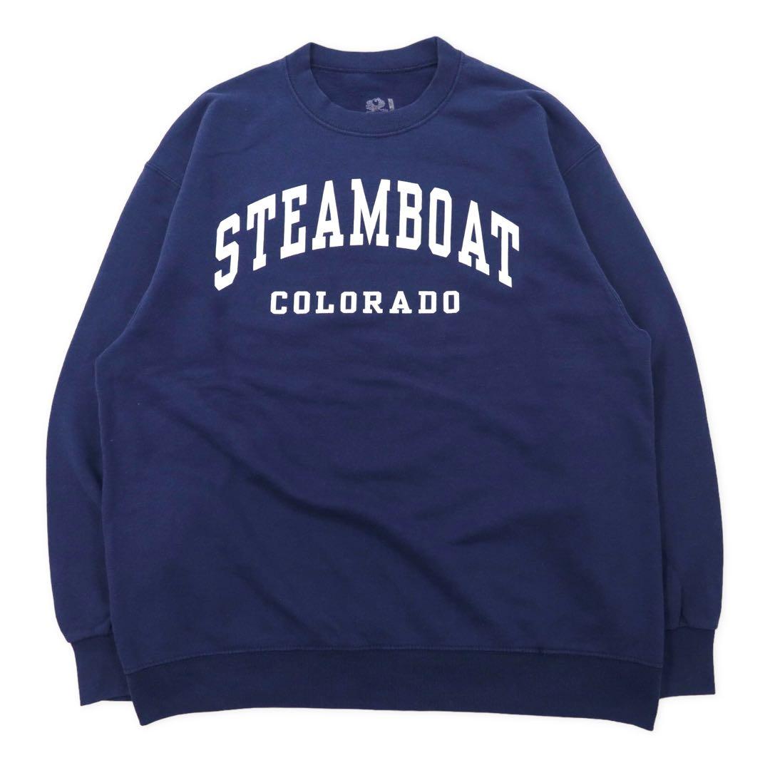FRUIT OF THE LOOM Felpa girocollo stampa college L Blu navy Cotone STEAM BOAT COLORADO