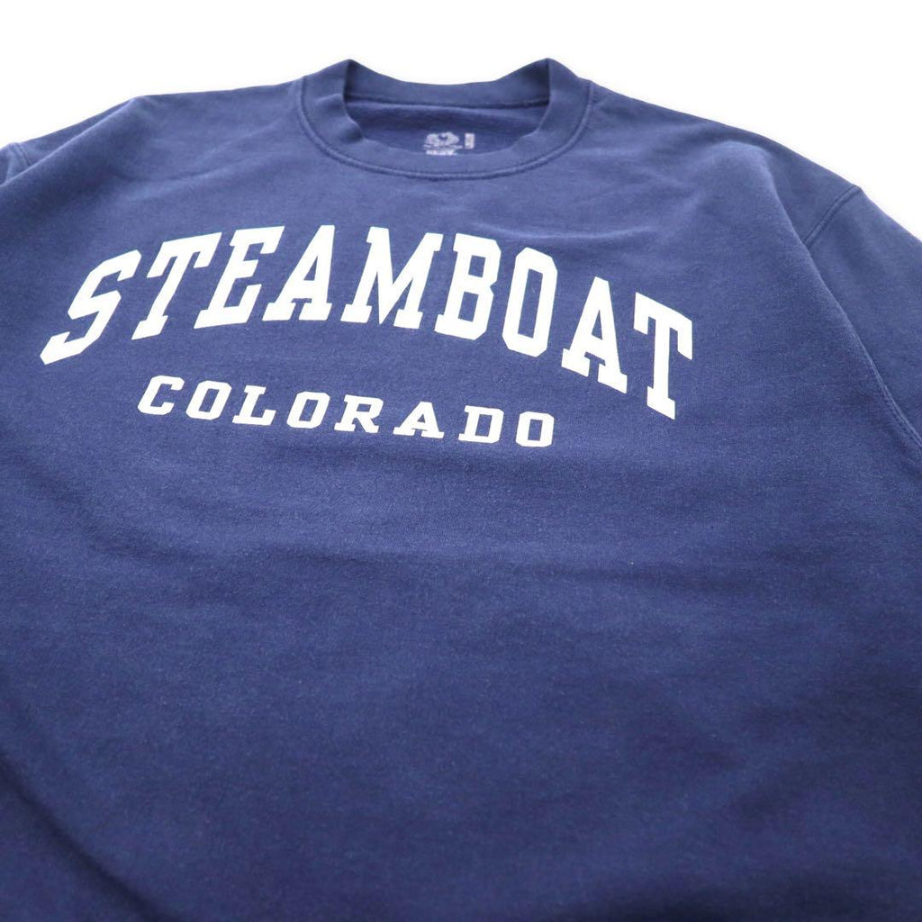 FRUIT OF THE LOOM Felpa girocollo stampa college L Blu navy Cotone STEAM BOAT COLORADO