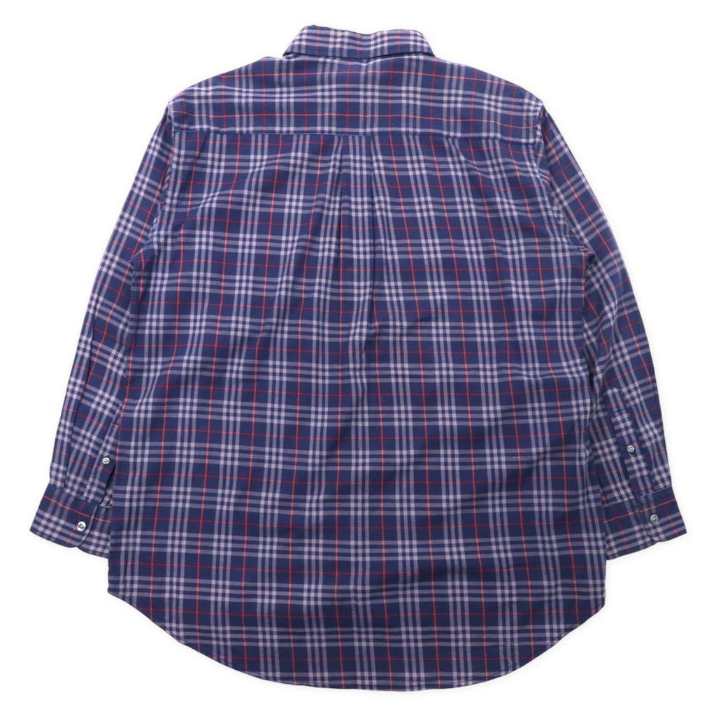 BURBERRY Camicia button-down a quadri Nova Check vintage, taglia M, blu navy, cotone, logo ricamato