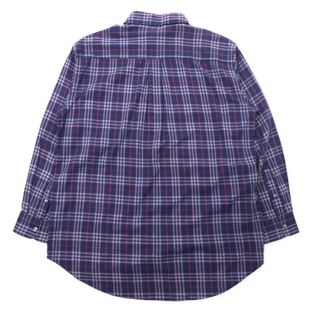 BURBERRY Camicia button-down a quadri Nova Check vintage, taglia M, blu navy, cotone, logo ricamato