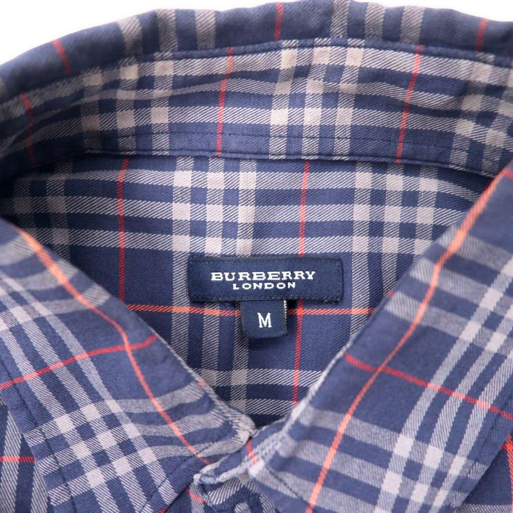 BURBERRY Camicia button-down a quadri Nova Check vintage, taglia M, blu navy, cotone, logo ricamato
