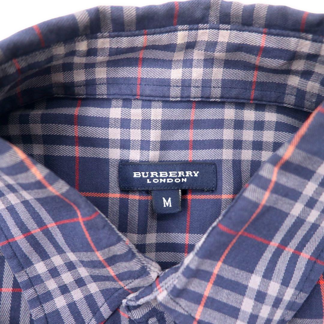BURBERRY Camicia button-down a quadri Nova Check vintage, taglia M, blu navy, cotone, logo ricamato