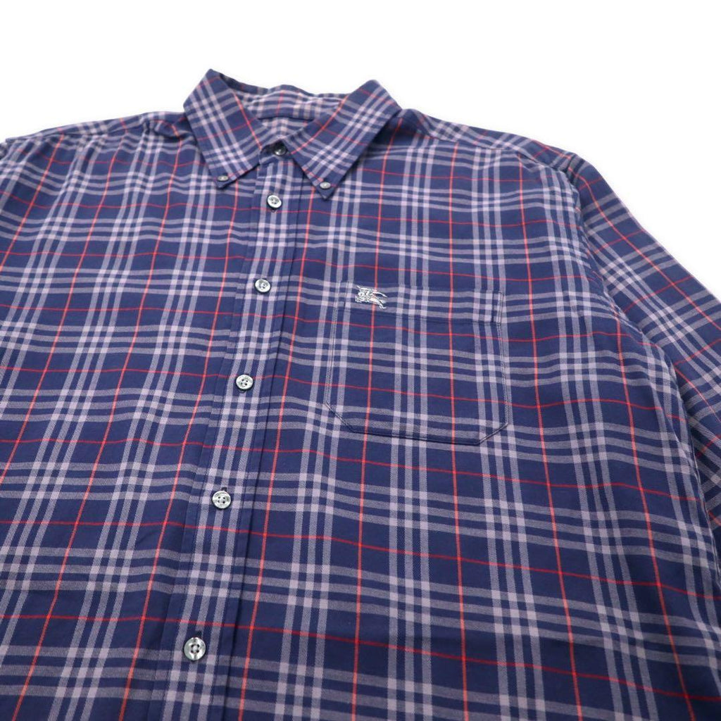 BURBERRY Camicia button-down a quadri Nova Check vintage, taglia M, blu navy, cotone, logo ricamato