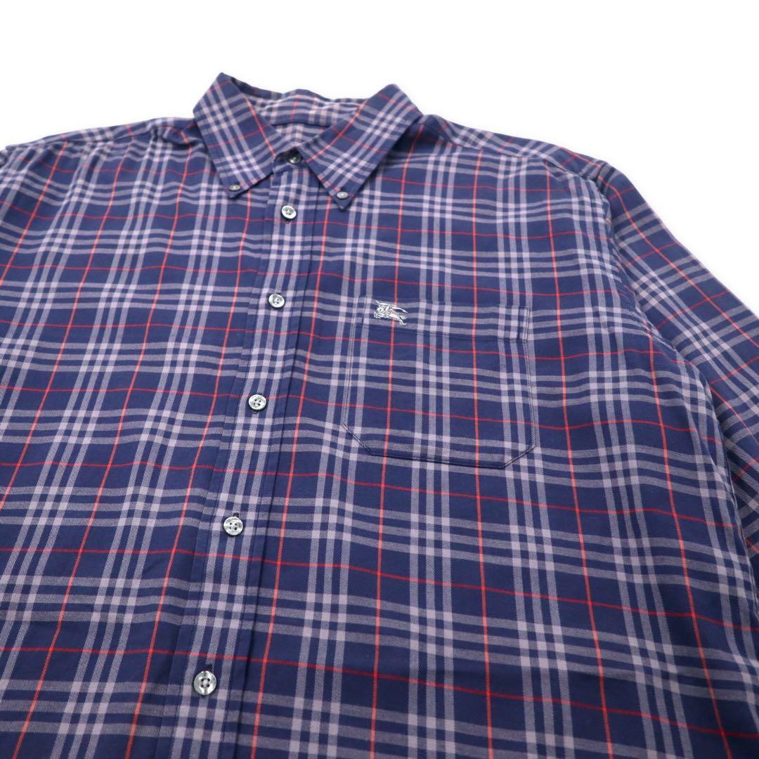 BURBERRY Camicia button-down a quadri Nova Check vintage, taglia M, blu navy, cotone, logo ricamato