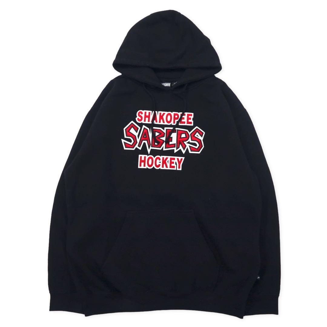 pennant プルオーバーパーカー XL ブラック コットン パキ綿 SHAKOPEE SABERS HOCKEY ビッグサイズ