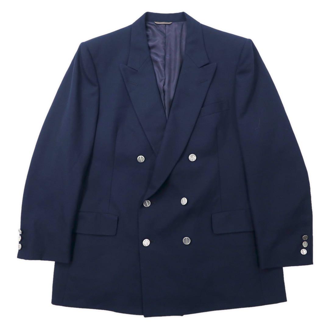 Christian Dior MONSIEUR USA, giacca doppiopetto sartoriale, taglia L, blu navy, lana gabardine, vintage