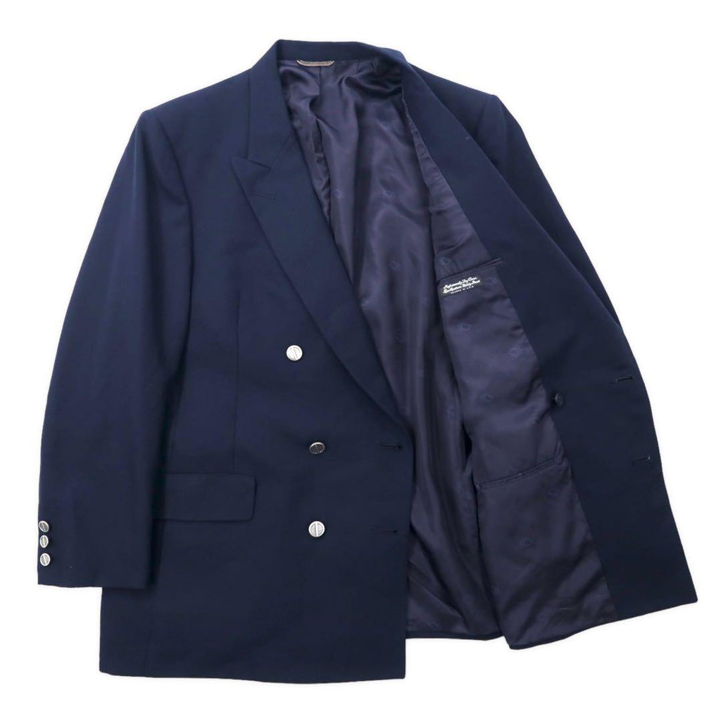Christian Dior MONSIEUR USA, giacca doppiopetto sartoriale, taglia L, blu navy, lana gabardine, vintage