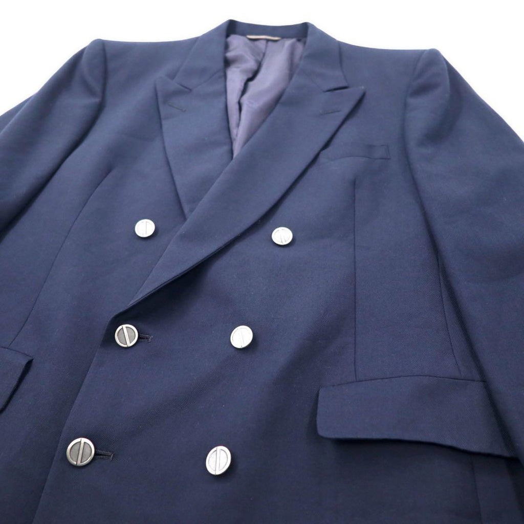 Christian Dior MONSIEUR USA, giacca doppiopetto sartoriale, taglia L, blu navy, lana gabardine, vintage