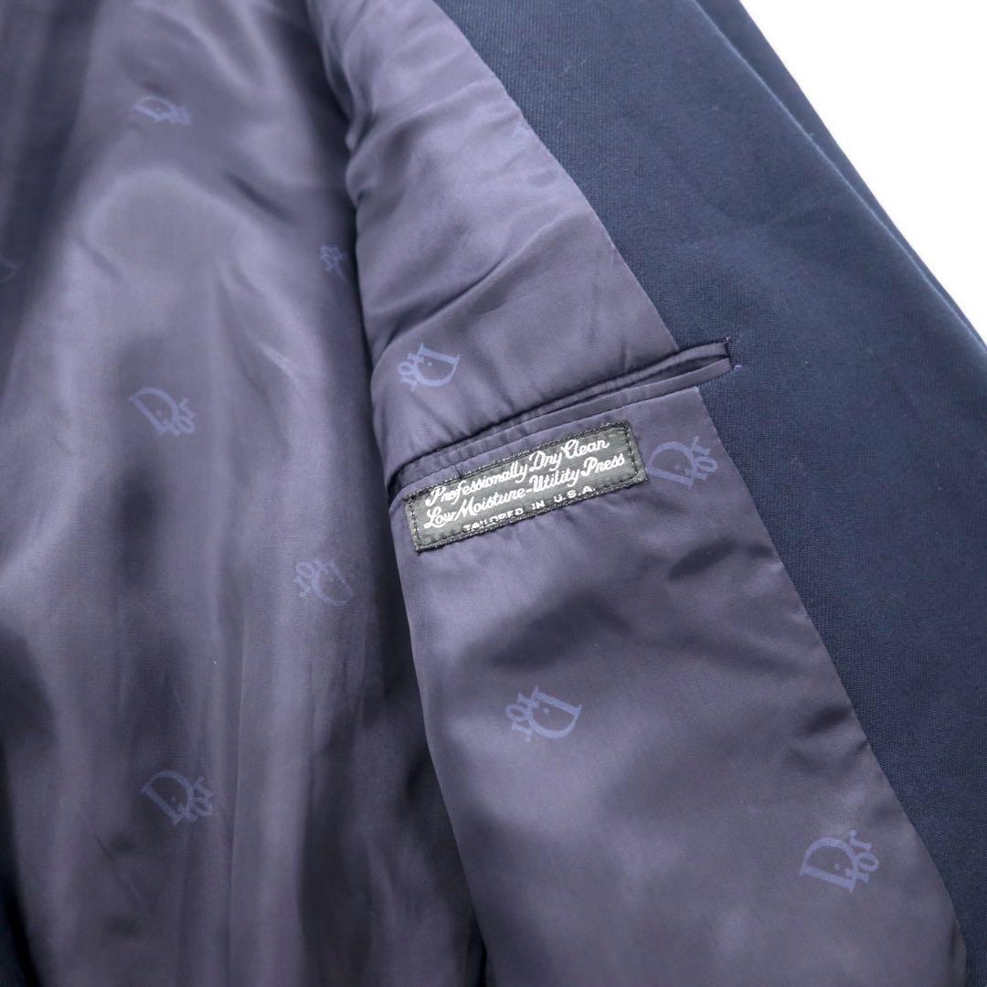 Christian Dior MONSIEUR USA, giacca doppiopetto sartoriale, taglia L, blu navy, lana gabardine, vintage