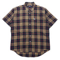 BURBERRY Nova Check Camicia a Maniche Corte Button-Down L Nera Cotone con Logo Ricamato