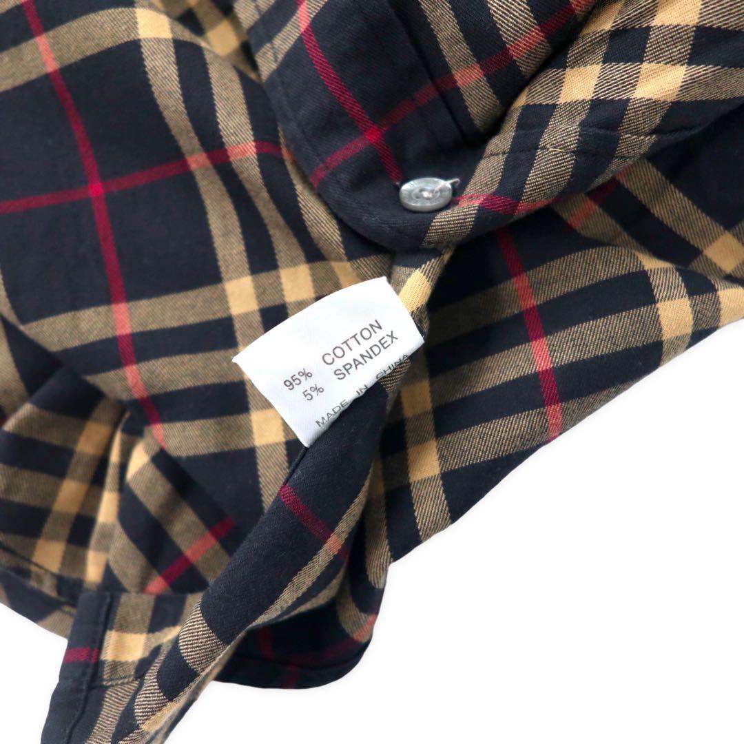 BURBERRY Nova Check Camicia a Maniche Corte Button-Down L Nera Cotone con Logo Ricamato