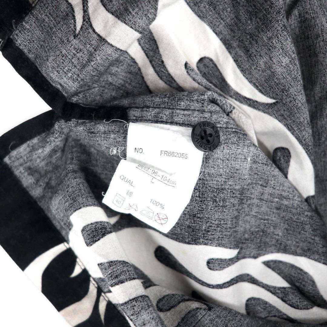 FREAKY Anni '90 Maglietta a maniche corte con fantasia fiamma Camicia hawaiana L Nero Cotone Stampa all-over