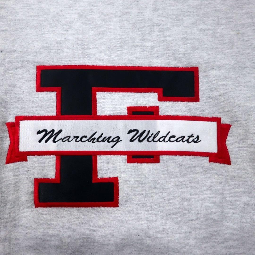 JERZEES Made in USA anni '90 SUPER SWEATS Felpa college ricamata XL grigia cotone felpato marching wildcats taglia grande