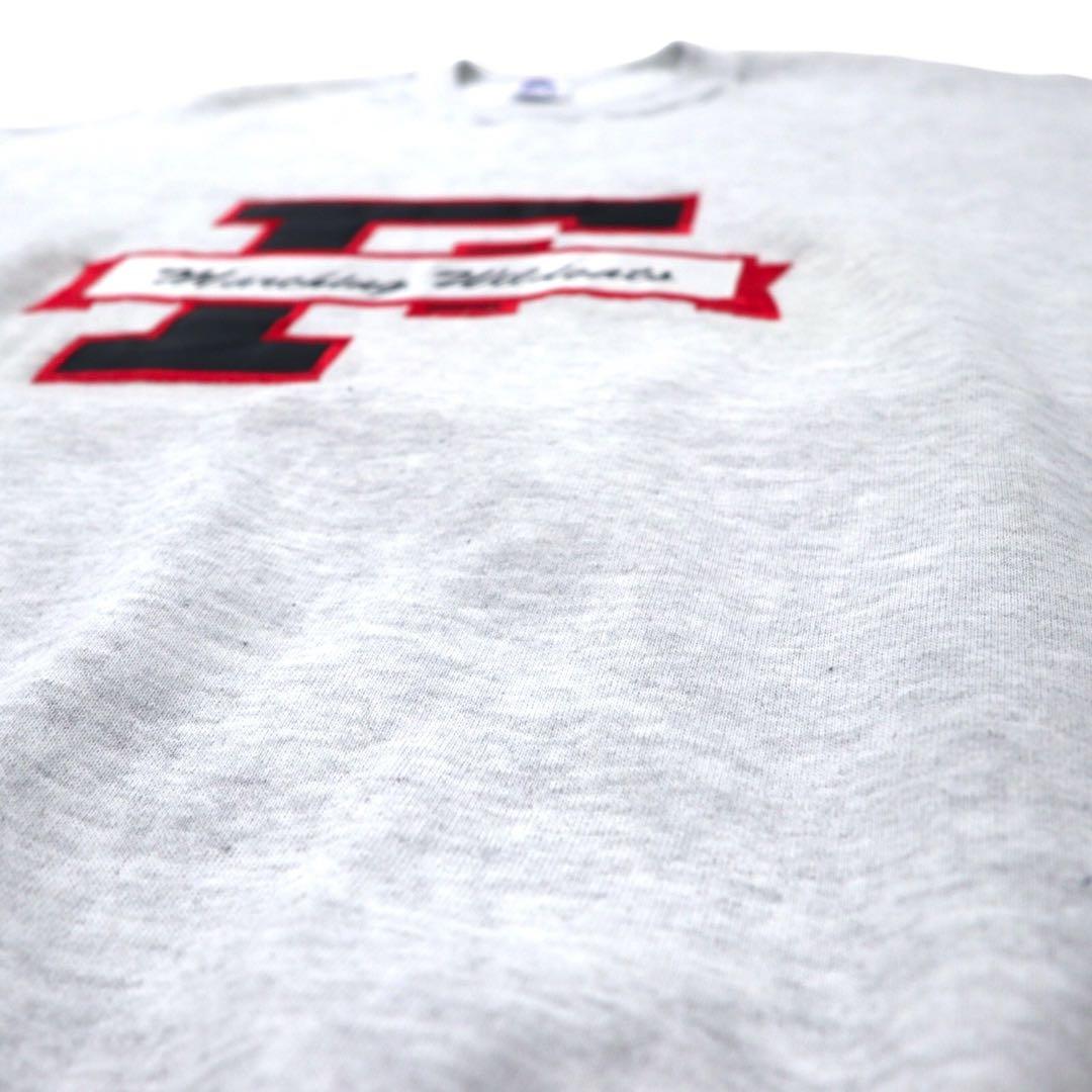 JERZEES Made in USA anni '90 SUPER SWEATS Felpa college ricamata XL grigia cotone felpato marching wildcats taglia grande