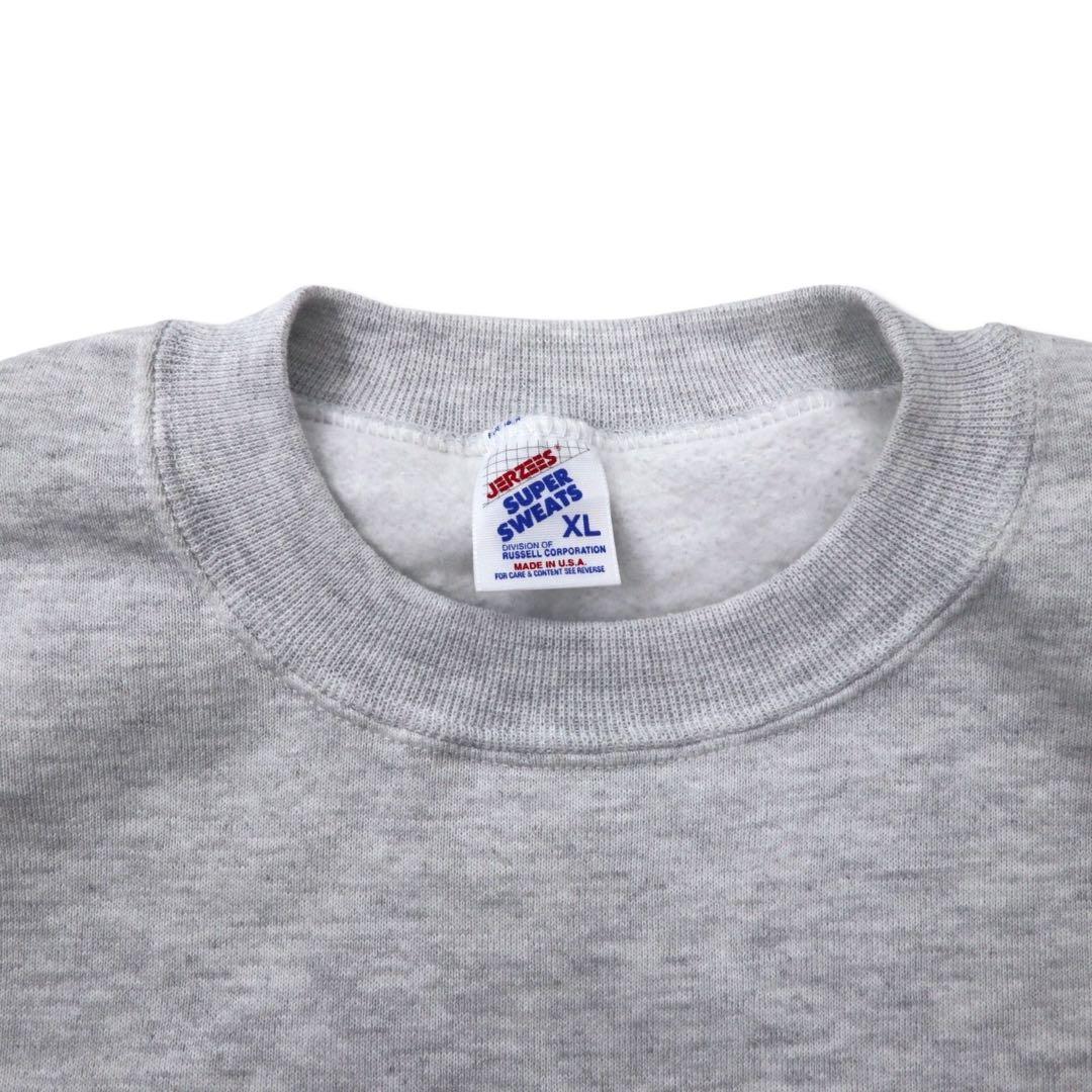 JERZEES Made in USA anni '90 SUPER SWEATS Felpa college ricamata XL grigia cotone felpato marching wildcats taglia grande
