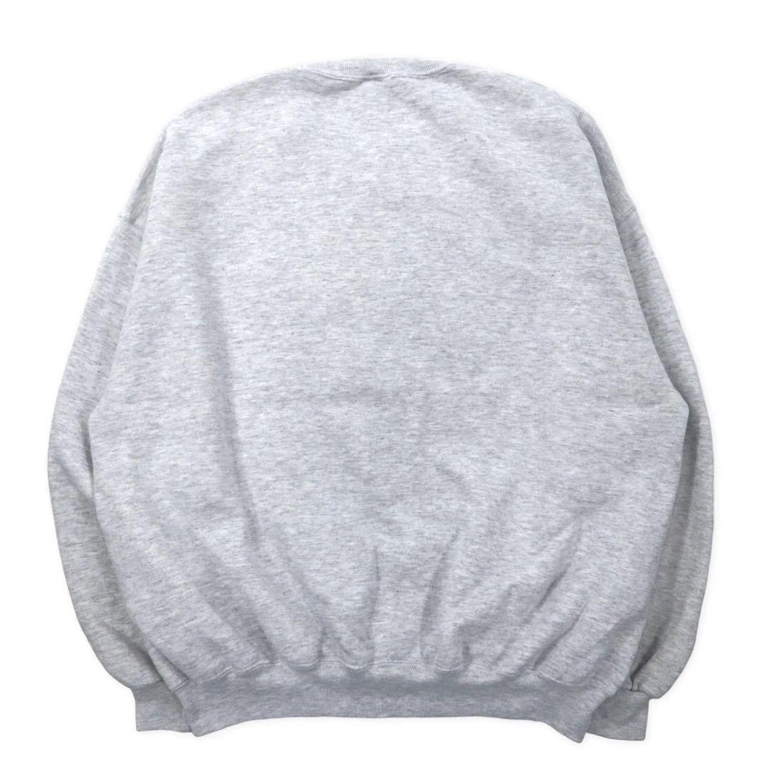 JERZEES SUPER SWEATS USA製 90年代 クルーネック スウェット 2X グレー ホワイト コットン 裏起毛 STAFF ワンポイントプリント