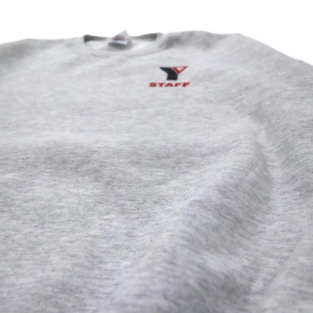 JERZEES SUPER SWEATS USA製 90年代 クルーネック スウェット 2X グレー ホワイト コットン 裏起毛 STAFF ワンポイントプリント