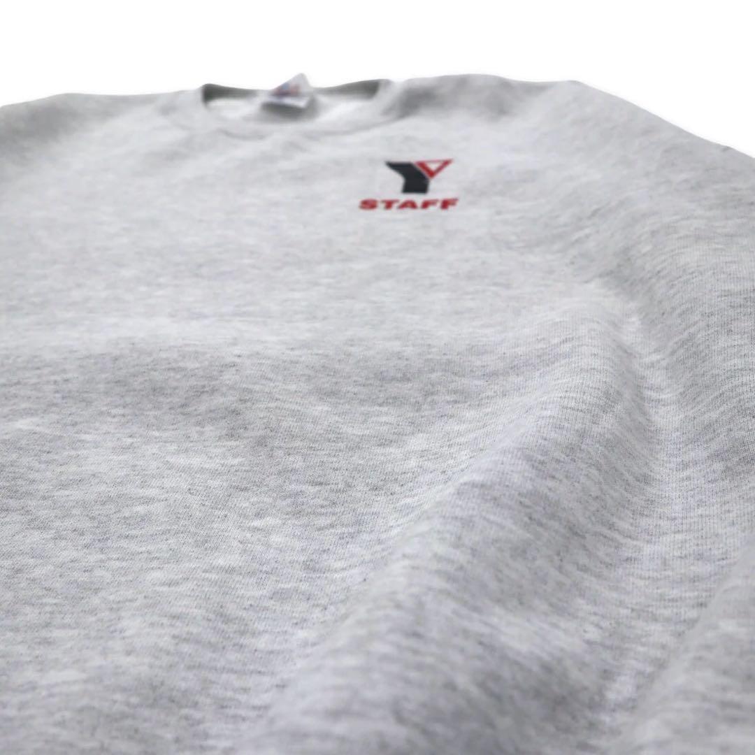 JERZEES SUPER SWEATS USA製 90年代 クルーネック スウェット 2X グレー ホワイト コットン 裏起毛 STAFF ワンポイントプリント