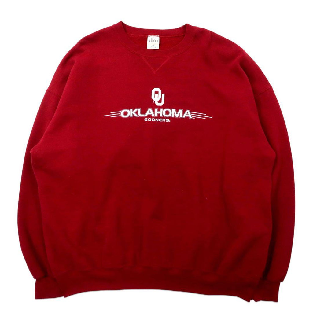 Felpa USA M.J.SOFEE anni '90, taglia grande, stampa college, 2XL, rossa, in cotone felpato, OKLAHOMA SOONERS