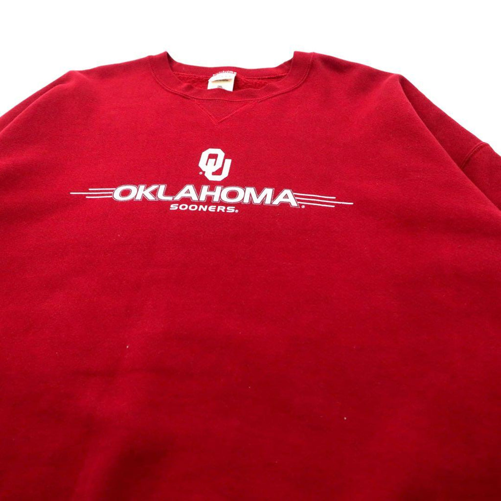 Felpa USA M.J.SOFEE anni '90, taglia grande, stampa college, 2XL, rossa, in cotone felpato, OKLAHOMA SOONERS