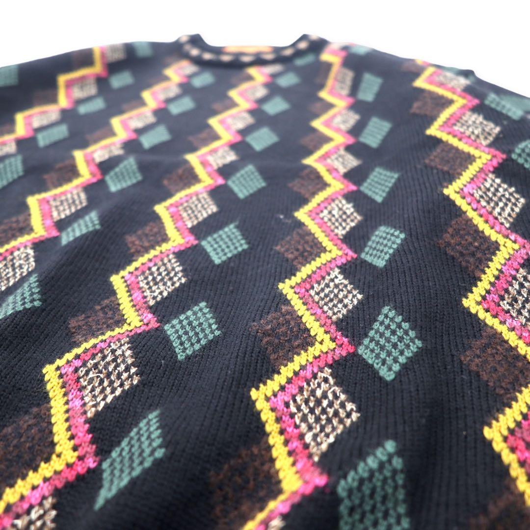 CORSINI ITALIA Maglione in lana con motivo all-over anni '90 3L nero taglia grande Prodotto in Giappone