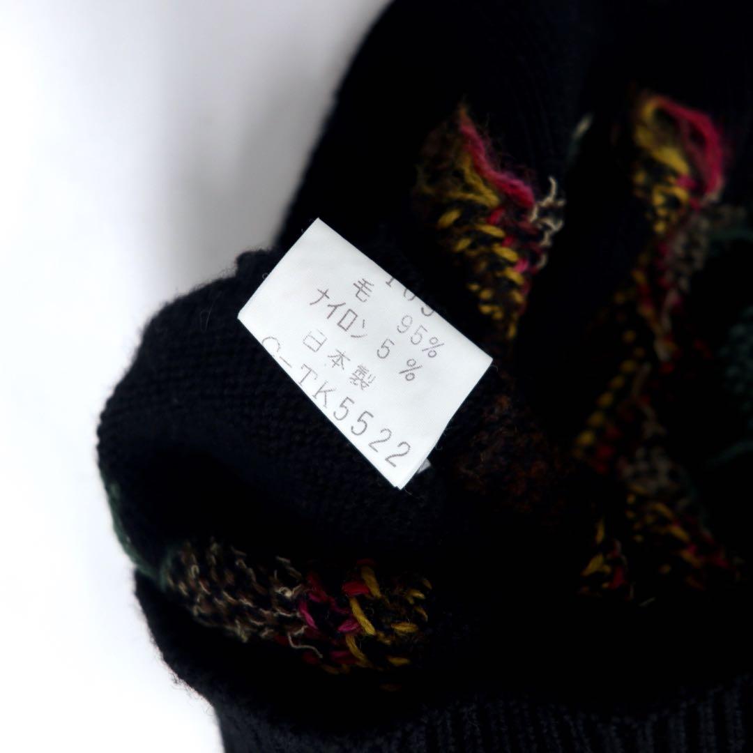 CORSINI ITALIA Maglione in lana con motivo all-over anni '90 3L nero taglia grande Prodotto in Giappone