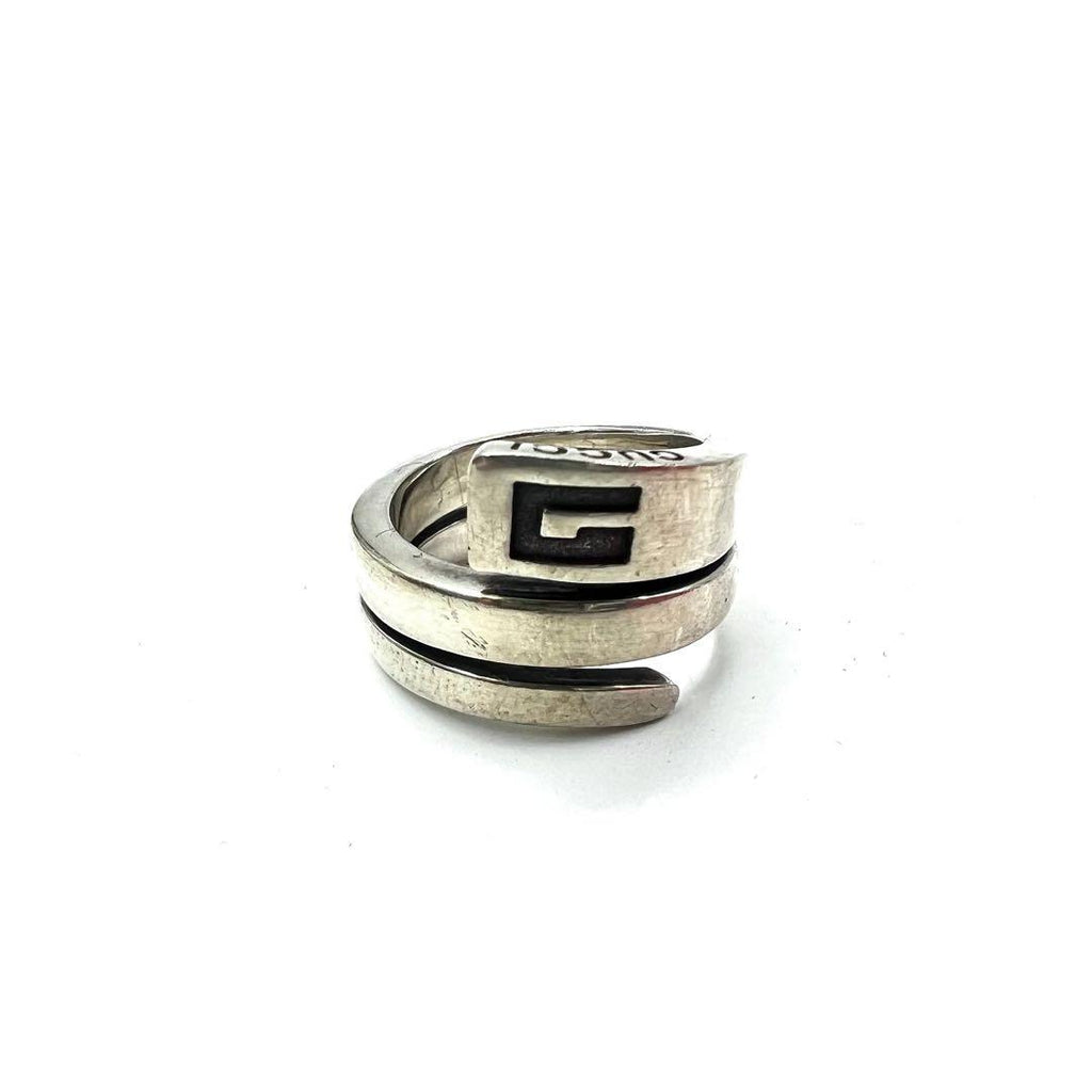 GUCCI Anello a spirale serpente con logo G misura 10 ARGENTO 925 SPIRAL G RING Fabbricato in Italia