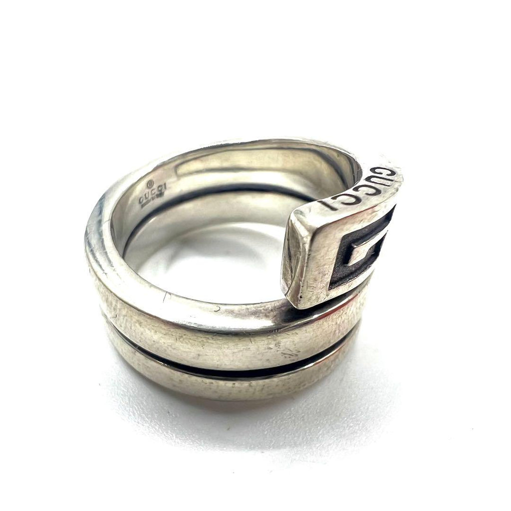 GUCCI Anello a spirale serpente con logo G misura 10 ARGENTO 925 SPIRAL G RING Fabbricato in Italia