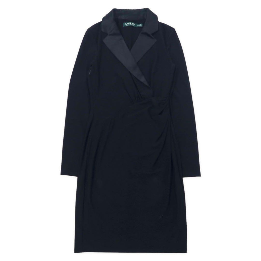 LAUREN RALPH LAUREN カシュクールワンピース ドレス 2P ブラック ポリエステル シルク ストレッチ