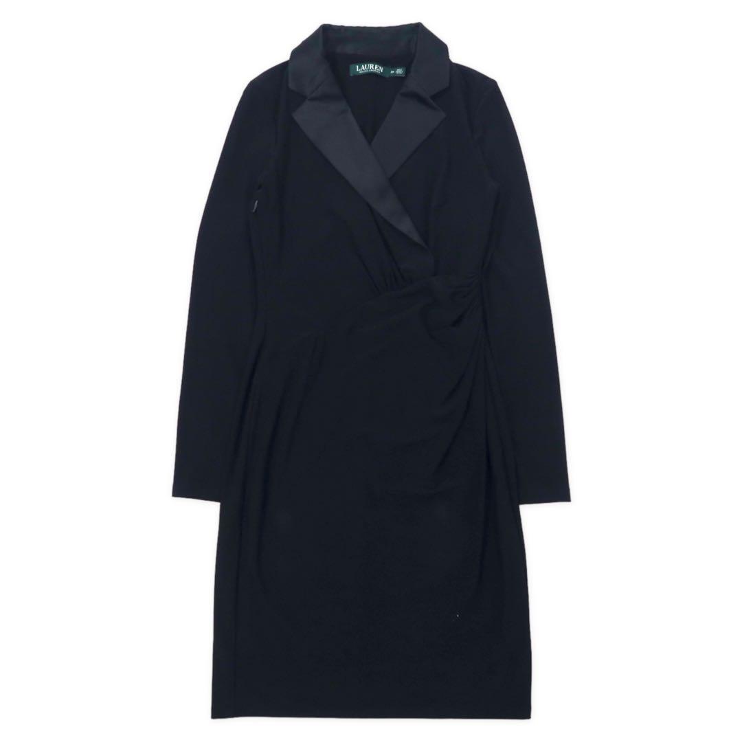 LAUREN RALPH LAUREN カシュクールワンピース ドレス 2P ブラック ポリエステル シルク ストレッチ