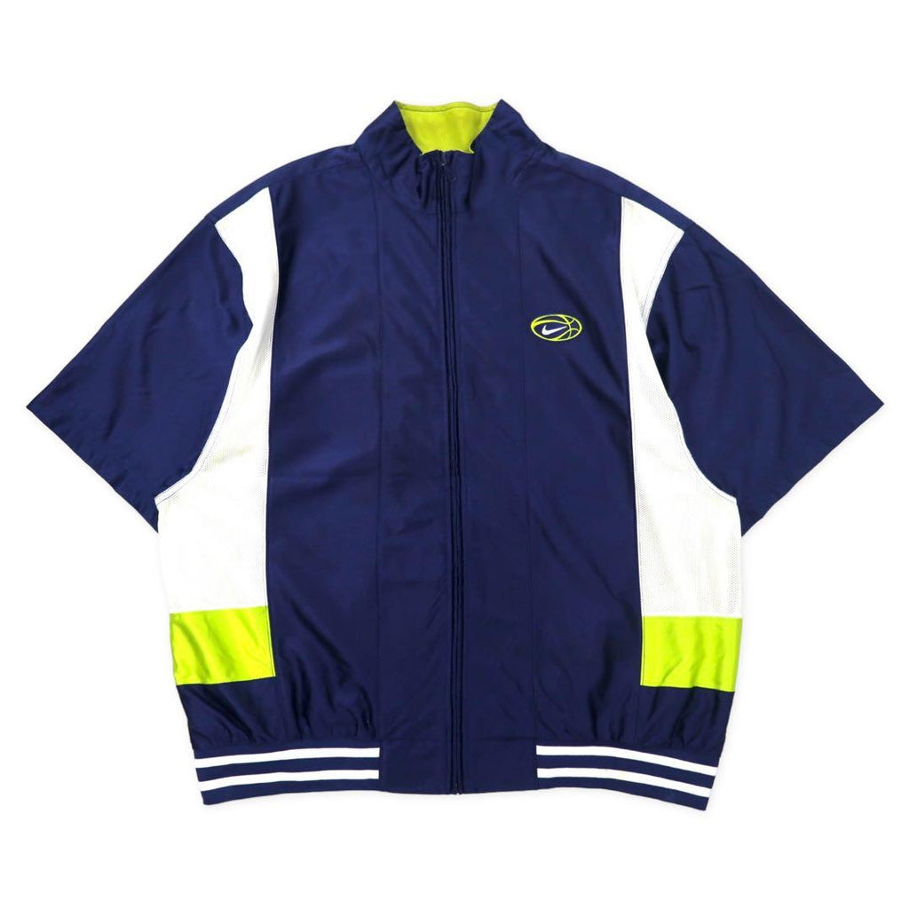 NIKE anni '90 Track Jacket Maglia manica corta XL Blu navy Poliestere Etichetta argento Taglia grande