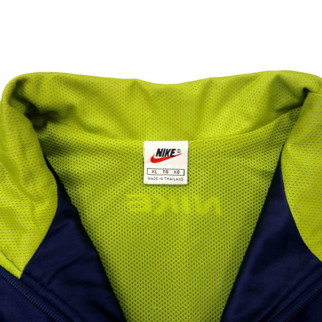 NIKE anni '90 Track Jacket Maglia manica corta XL Blu navy Poliestere Etichetta argento Taglia grande