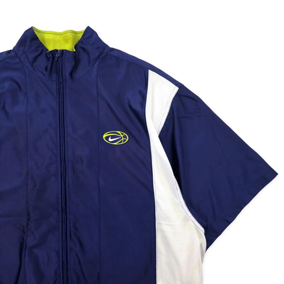 NIKE anni '90 Track Jacket Maglia manica corta XL Blu navy Poliestere Etichetta argento Taglia grande