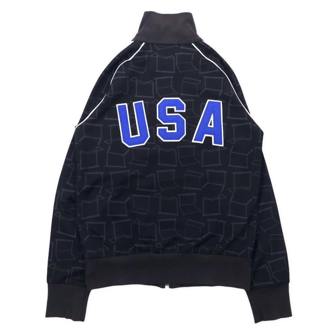 adidas originals anni 2000 giacca della tuta M nera poliestere toppa USA fantasia 3 strisce ricamo logo trifoglio
