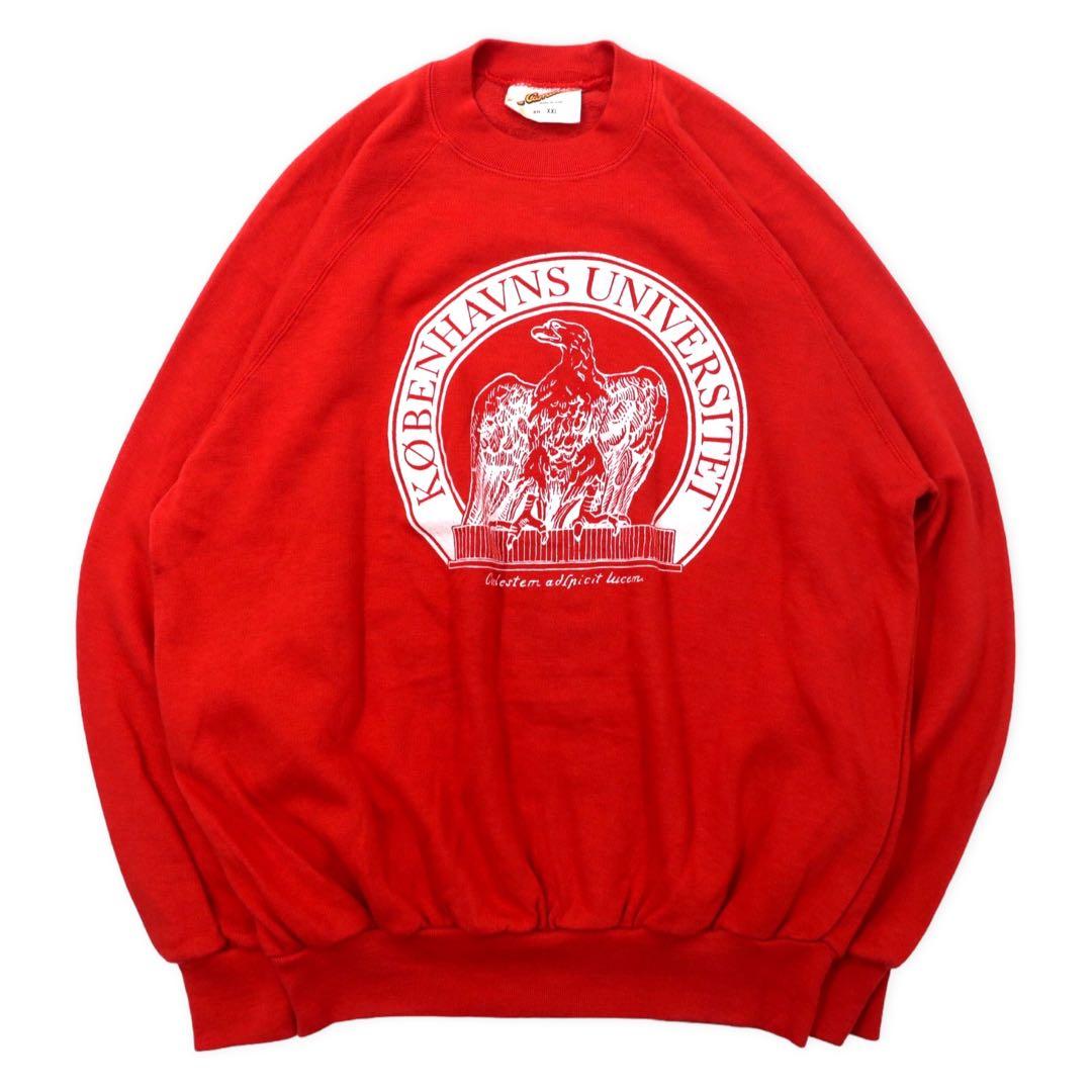 Felpa vintage europea, taglia grande, con stampa universitaria, 2XL, rossa, acrilico Camus