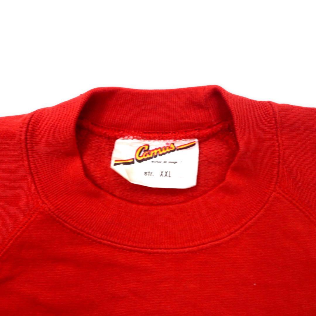 Felpa vintage europea, taglia grande, con stampa universitaria, 2XL, rossa, acrilico Camus