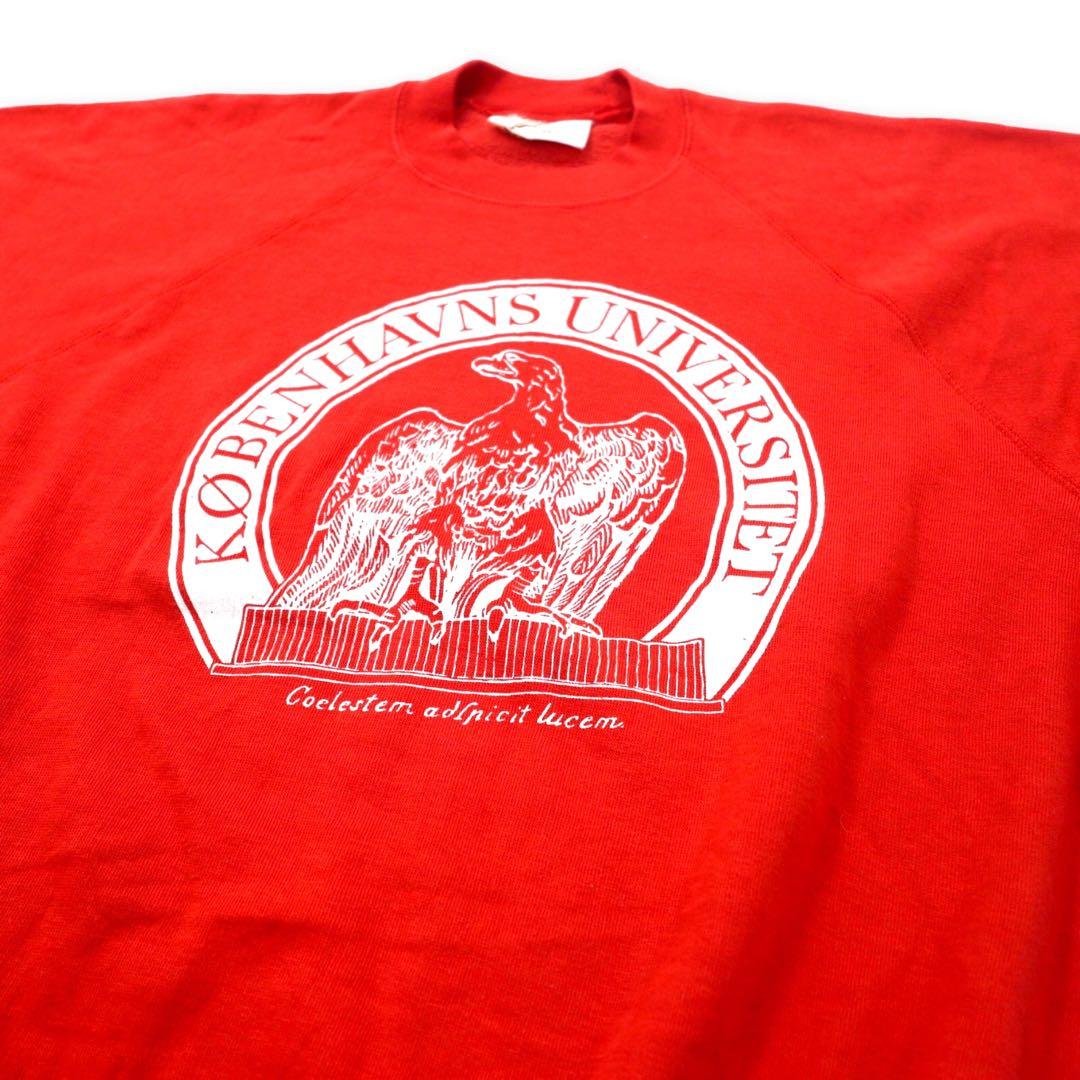 Felpa vintage europea, taglia grande, con stampa universitaria, 2XL, rossa, acrilico Camus