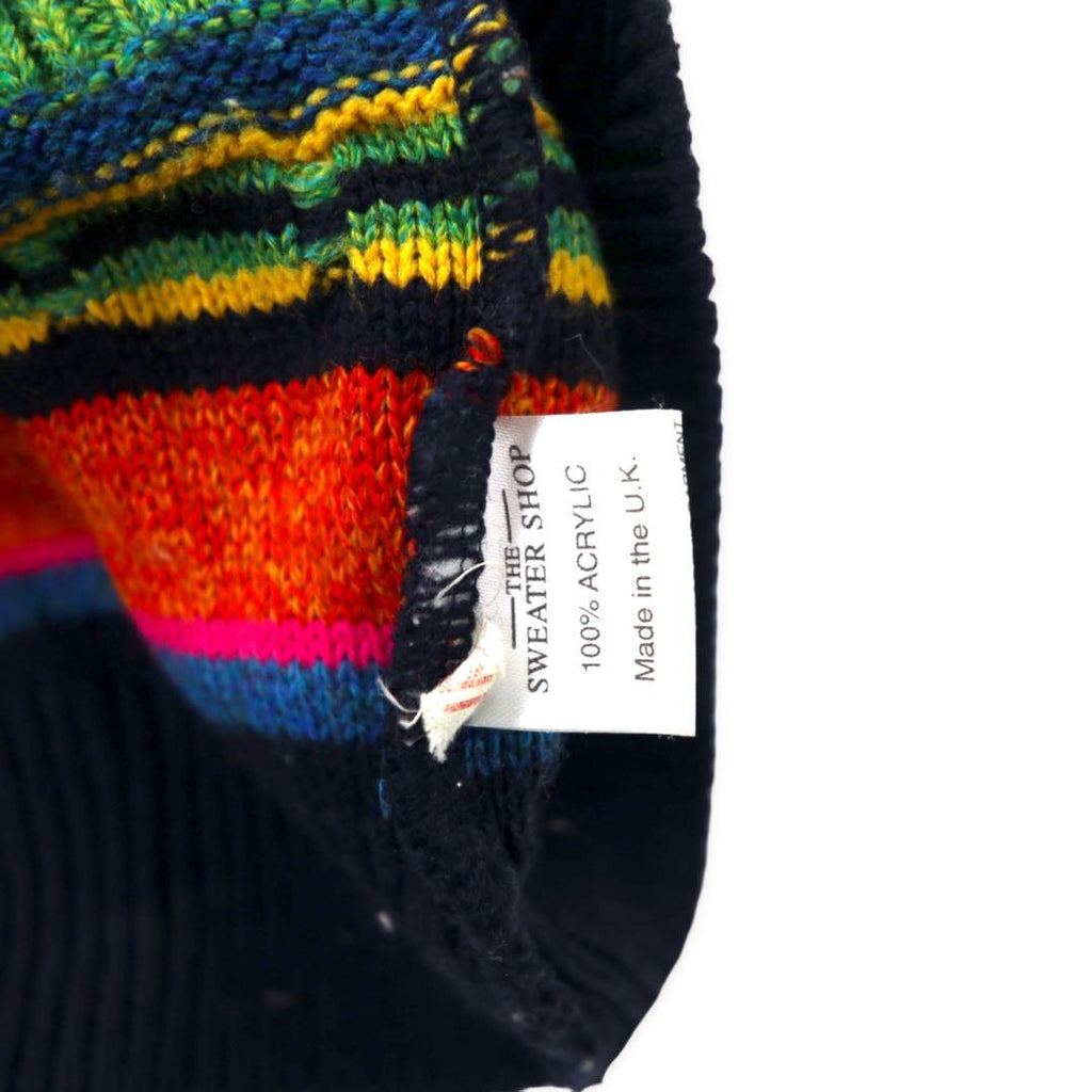 THE SWEATER SHOP maglione anni '90 3D in maglia multicolore acrilico, made in UK