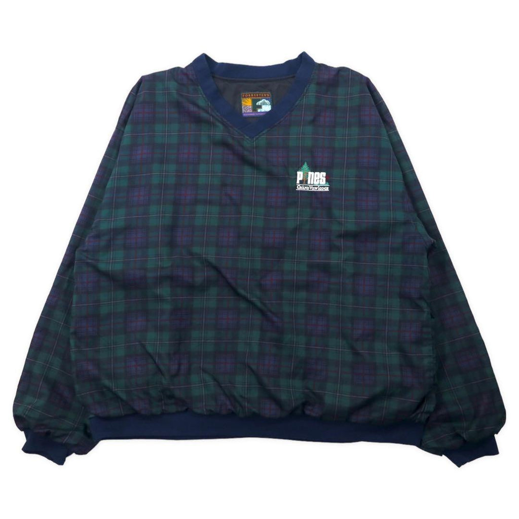 Pulloer in nylon FORRESTER'S, giacca, taglia XXL, verde, motivo tartan Black Watch, ricamo W LODGE, taglia abbondante