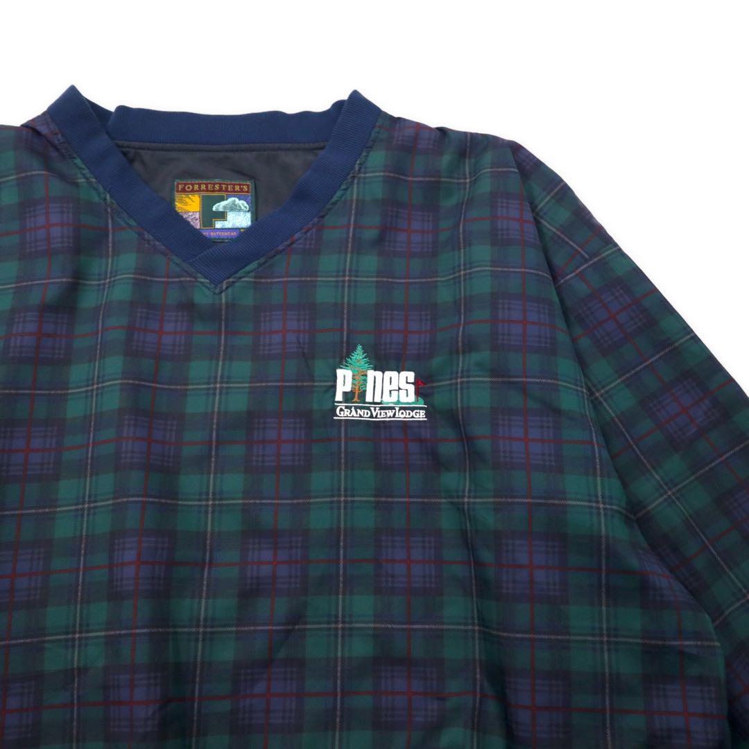 Pulloer in nylon FORRESTER'S, giacca, taglia XXL, verde, motivo tartan Black Watch, ricamo W LODGE, taglia abbondante