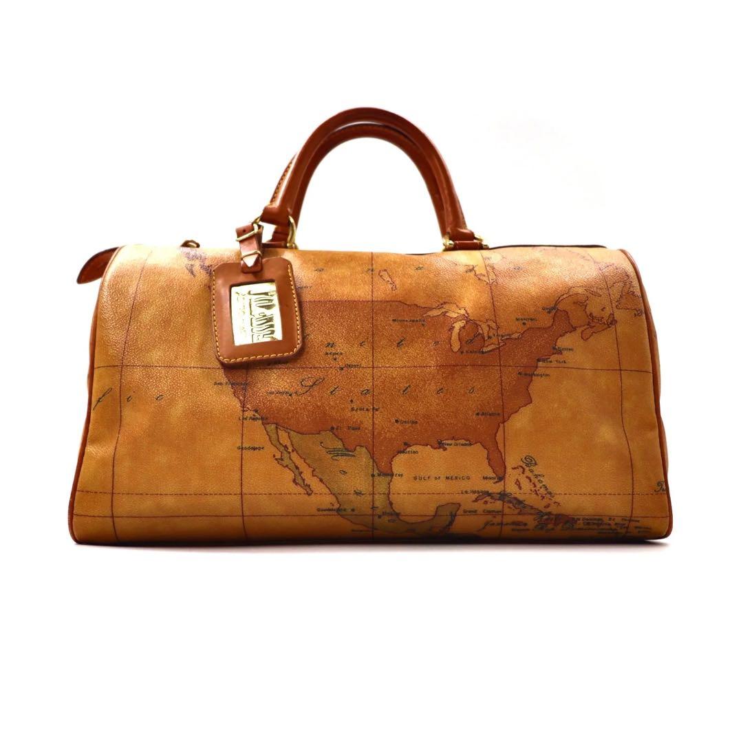 Borsone mini PRIMA CLASSE motivo mappa marrone PVC