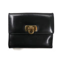 Salvatore Ferragamo 3つ折り財布 ブラック レザー ガンチーニ 金具 224059 イタリア製